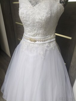 Krajkovo-tylové svatební šaty 36/38/40 - 11