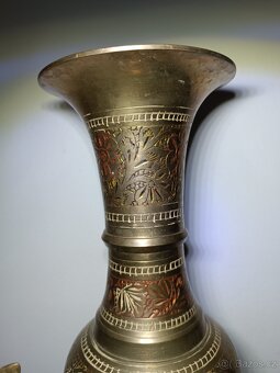 Stará mosazná sada 2x váza + karafa, Orient - 11