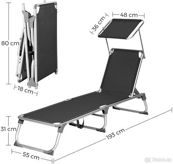 Nové zahradní lehátko se stínítkem  - nosnost 150 kg - 11