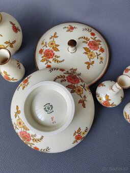 Porcelánový mini vázičky a dóza s květinami Thomas 1953-1960 - 11