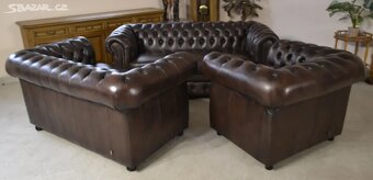 Kožená, Chesterfield sedací souprava 3+2+1, TOP - 11