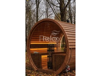 Finská sudová sauna 2,6 m - termo dřevo pro 6 osob - 11