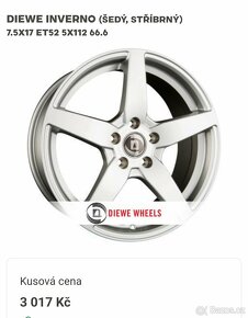 17" SADA ALU DISKŮ 7,5JX17 5X112 AUDI SEAT SKODA VW MERCEDES - 11