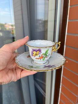 Míšeň Meissen Porcelánový moka šálek s podšálkem - 11