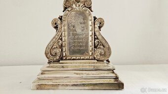 Ag stříbro stolní krucifix loťák rok 1864 biedermeier styl - 11