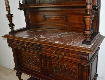 Starožitná řezbovaná komoda s nástavbou - 225 cm - 11