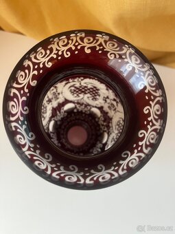 Rubínová stará váza Egermann - 11