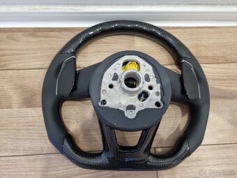 AUDI VOLANT KARBONOVY ZKOSENY s airbagom a RS padlami - 11