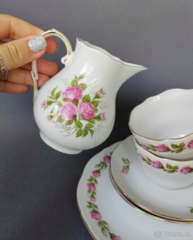 Elegantní čajový servis/sada Triptis Germany – růžový dekor - 11