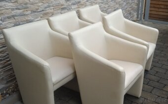 Jídelní kožená křesla bílá 5ks - 11