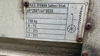 Dvounápravový přívěsný vozík 750 kg, 250×126 cm, nebrzděný - 11