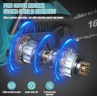 Aku řetězová pila 16" pro 2ks Makity baterie 18V - skladem - 11