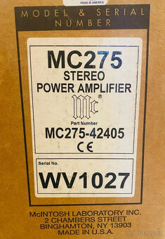 Lampový zesilovač McIntosh Mc 275 IV OVP Tip Top - 11