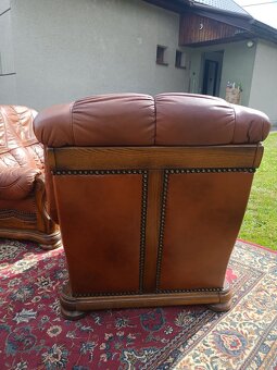 Kožená rustikální sedací souprava 3 - 2 - 1 .TOP STAV . - 11