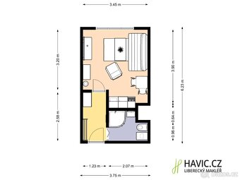 Pronájem bytu 1+kk, 19,6 m, Liberec XIV-Ruprechtice, Na Písk - 11