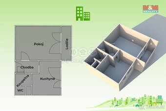 Pronájem bytu 1+1, 33 m², Valašské Meziříčí, ul. Havlíčkova - 11