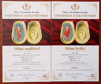MEDAILE-EXKLUZIVNÍ KOLEKCE MÚZY NÁRODNÍHO DIVADLA-pozlaceno - 11