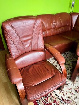 Kožená rohová sedací souprava s křesly - 11