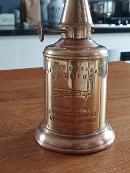 STAROŽITNÁ SECESNÍ MOSAZNÁ PETROLEJOVÁ LAMPA SALSIUS PIGEON - 11