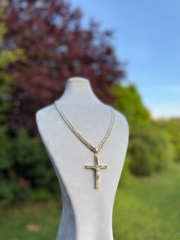 Zlatý řetěz s křížem 157.5G 68cm - PLNY ZLATO - CUBAN CHAIN - 11