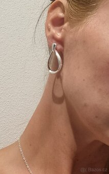 Nové dámské stříbrné náušnice oválné ovály 925 duté - 11