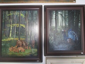 obrazy pro myslivce-bažant-tetřev-jelen-olejomalba - 11