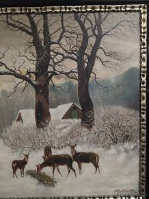 Obraz s rámem 97,5×77 cm. Olejomalba na platně Signováno - 11