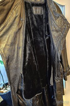 Pánský dlouhý černý kožený kabát styl křivák, hodně velký - 11