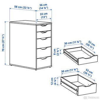 bílý stůl 140x80 + 2 zásuvkové díly - 11