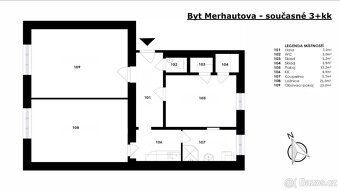 Prodej bytu 3+kk se sklepem, 95,5 m2, ul. Merhautova, Brno - 11