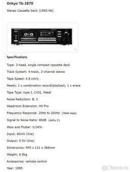 ONKYO TA-2870 Stereo Cassette Deck/ Accubias/ AMCS - 11