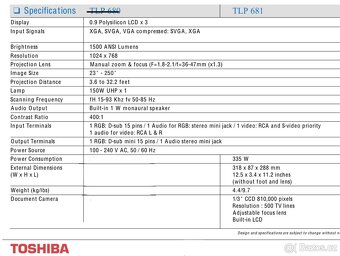 Projektor Toshiba TLP681 - 11