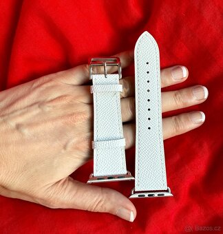 Kožené řemínky Apple Watch 42/44/45mm, bílý a žlutý - 11