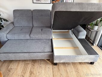 Rozkládací rohová sedací souprava šedý mikroplyš - 11