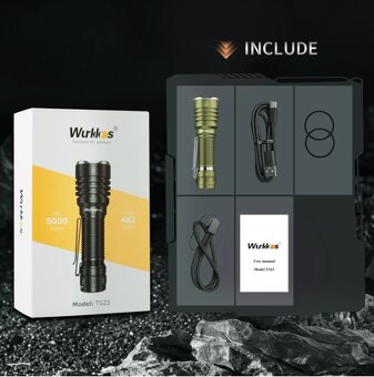 Taktická svítilna Wurkkos TS23, 5000L, USB, LED - 11