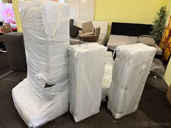 NOVÁ hnědá Sedací souprava Sirpio 270cm s taburetem Tkanina - 11