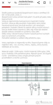Jezdecká bezpečnostní vesta Horka. Vel.S - cca 6let - 11