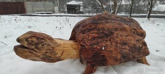 Dřevěný masivní samorost-želva. - 11