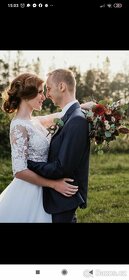 Pánský/chlapecký modrý oblek, slim, velikost 170/44 - 11