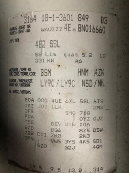 AUDI S8 5.2 FSI 331kw kód motora: BSM - 11
