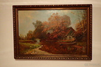 Jos. Franze - Podzim u řeky - 1928 -aukční Obraz - 11