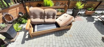 Sedací souprava masiv+ kombinace dřevo + rozkládací gauč - 11