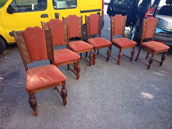 Prodám krásnou antik jídelní sestavu-stůl rozkládací+6 x žid - 11