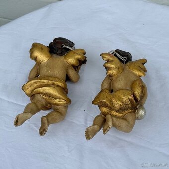2x socha dřevěný anděl polychromie zlaceno 3 900 Kč - 11