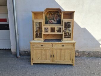 LUXUSNÍ VELKÁ KREDENC-MALBA NA PLATNĚ-VŠE PŮVODNÍ - 11