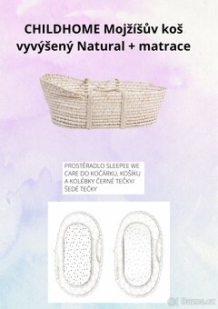 Childhome Mojžíšův koš vyvýšený Natural + matrace + potah Sl - 11