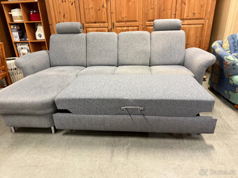 Rohová rozkládací šedá sedačka 260 x 160cm - 11