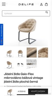 NOVÉ 6x béžové křesílka-židle vintage kov podnož - 11