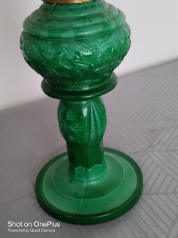 MALACHITOVÁ STAROŽITNÁ  PETROLEJOVÁ LAMPA VYSOKÁ 50.CM - 11