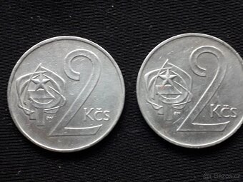 Mince 2 Kčs ČSSR+ČSFR - 10 ks + 5.haléř r.1967 ČSSR, 1 ks. - 11